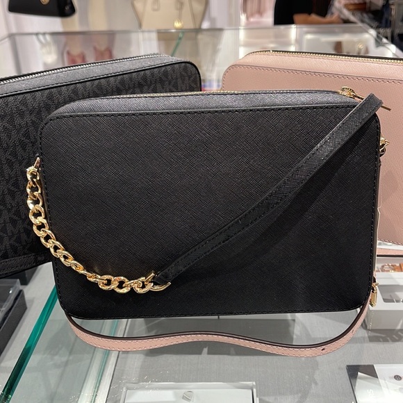 Michael Kors Jet Set Item Large East West Zip Crossbody Leather Black - Picture 13 of 17